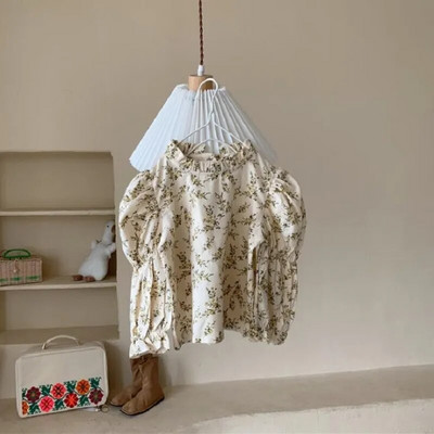 Cămașă din bumbac pentru fetiță la modă, cu mâneci bufante, bluze cu mânecă lungă, toamnă, primăvară, pentru bebeluși, 1-7 ani