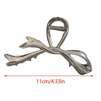 2023 Metal Claw Clip Bow Knot Μεταλλικό κλιπ καρχαρία Ασημένιο στυλ νύχι μαλλιών Προηγμένο, ευέλικτο στυλ πλάτης κεφαλής, κουτάλι, στολίδι για τα μαλλιά
