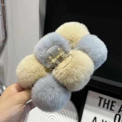 Iarnă Blana Iepure Crab Agrafă De Păr Femei Elegantă Gheare De Păr De Pluș Agrafă Mare De Rechin Agrafă Accesorii pentru păr Moda