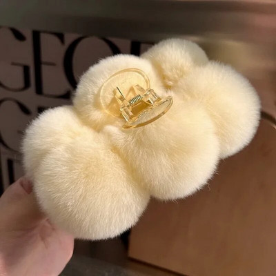 Iarnă Blana Iepure Crab Agrafă De Păr Femei Elegantă Gheare De Păr De Pluș Agrafă Mare De Rechin Agrafă Accesorii pentru păr Moda