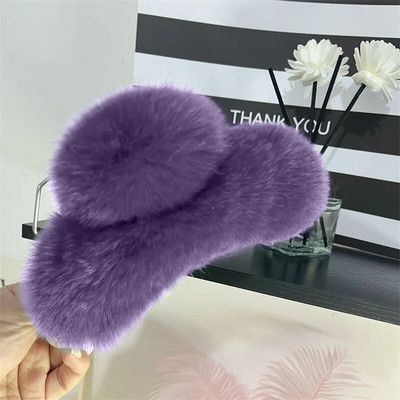 Iarnă Blana Iepure Crab Agrafă De Păr Femei Elegantă Gheare De Păr De Pluș Agrafă Mare De Rechin Agrafă Accesorii pentru păr Moda