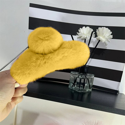 Iarnă Blana Iepure Crab Agrafă De Păr Femei Elegantă Gheare De Păr De Pluș Agrafă Mare De Rechin Agrafă Accesorii pentru păr Moda