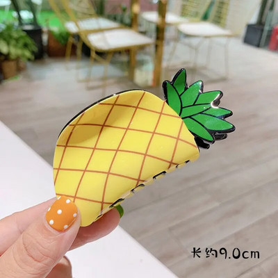 accesorii căpșuni, lucrat manual, în formă de fructe, clemă cu gheare mare, acetat, pepene verde, clemă pentru coadă de cal, femei, coreea, pentru coada de cal cu fructe.