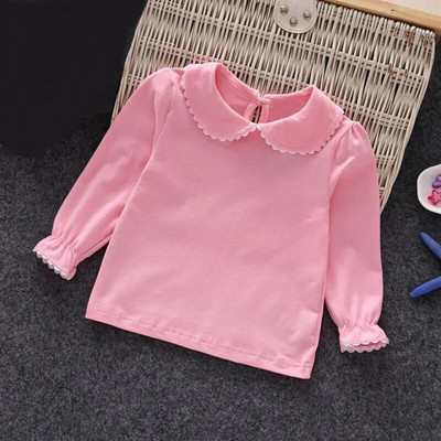 2024 ősz tavaszi kislány ingek pamut csipke fehér hosszú ujjú gyermek póló lány gyerekeknek baba tipegő felsők és blúzok JW6100