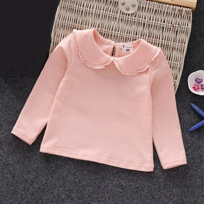 2024 ősz tavaszi kislány ingek pamut csipke fehér hosszú ujjú gyermek póló lány gyerekeknek baba tipegő felsők és blúzok JW6100