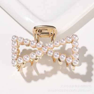 Noi Femei Elegant Gold Hollow Geometric Metal Gheare Păr Perle Agrafe pentru păr Bentita Ac Hair Crab Accesorii pentru păr la modă