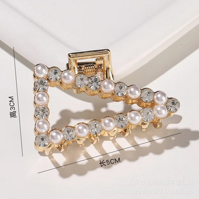 Noi Femei Elegant Gold Hollow Geometric Metal Gheare Păr Perle Agrafe pentru păr Bentita Ac Hair Crab Accesorii pentru păr la modă