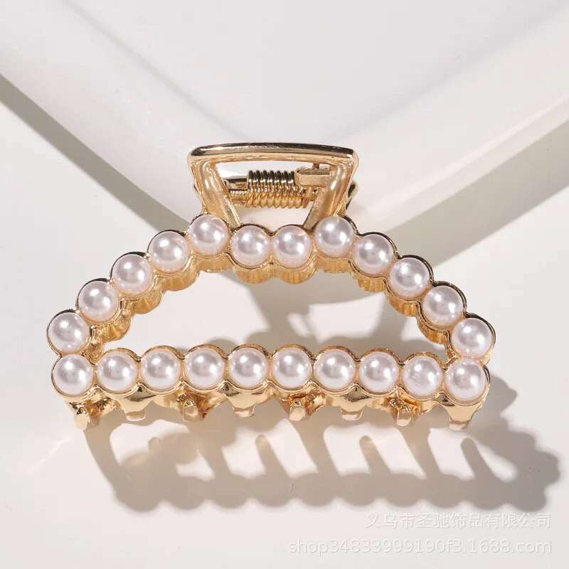 Noi Femei Elegant Gold Hollow Geometric Metal Gheare Păr Perle Agrafe pentru păr Bentita Ac Hair Crab Accesorii pentru păr la modă