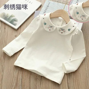2024. Proljeće Jesen 2 3 4 6 8 10 godina Dječja odjeća za bebe Jednobojna jednobojna dječja dječja majica s dugim rukavima za djevojčice Basic T-Shirt