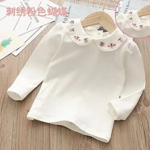 2024. Proljeće Jesen 2 3 4 6 8 10 godina Dječja odjeća za bebe Jednobojna jednobojna dječja dječja majica s dugim rukavima za djevojčice Basic T-Shirt