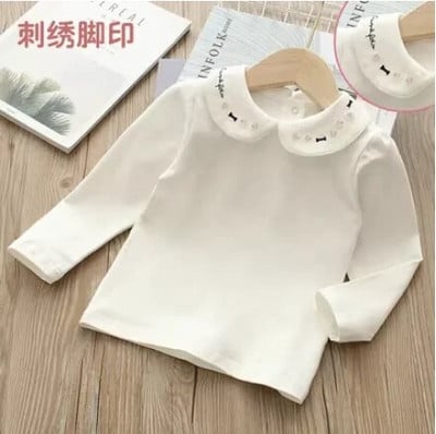 2024. Proljeće Jesen 2 3 4 6 8 10 godina Dječja odjeća za bebe Jednobojna jednobojna dječja dječja majica s dugim rukavima za djevojčice Basic T-Shirt