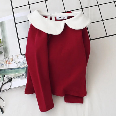 2024. Proljeće Jesen 2 3 4 6 8 10 godina Dječja odjeća za bebe Jednobojna jednobojna dječja dječja majica s dugim rukavima za djevojčice Basic T-Shirt