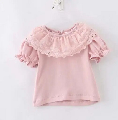 Tüdrukute särgid Kevad sügis Mood Ruffle pits Kael Beebi Tüdrukud Pluusid Pikad Varrukad Korea Topid Lapsed Lapsed Riided 0-24