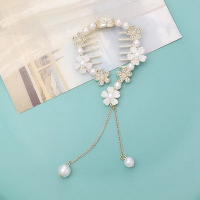 Cvjetna kopča za kosu s resicama Žene Dame Leptir Rhinestone Biser Metalna kandža za kosu Okrugla punđa Držač za rep Dodaci za kosu