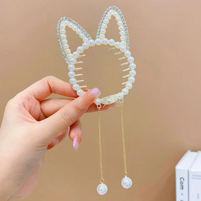 Cvjetna kopča za kosu s resicama Žene Dame Leptir Rhinestone Biser Metalna kandža za kosu Okrugla punđa Držač za rep Dodaci za kosu