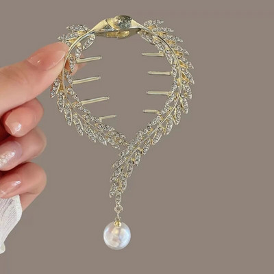 Cvjetna kopča za kosu s resicama Žene Dame Leptir Rhinestone Biser Metalna kandža za kosu Okrugla punđa Držač za rep Dodaci za kosu