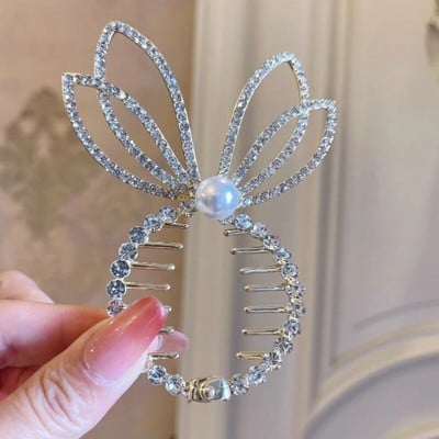 Cvjetna kopča za kosu s resicama Žene Dame Leptir Rhinestone Biser Metalna kandža za kosu Okrugla punđa Držač za rep Dodaci za kosu