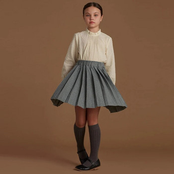 100% памук за момичета, есенна блуза с кръгло деколте и дълги ръкави, нови детски елегантни бели горнища, детско облекло TZ347