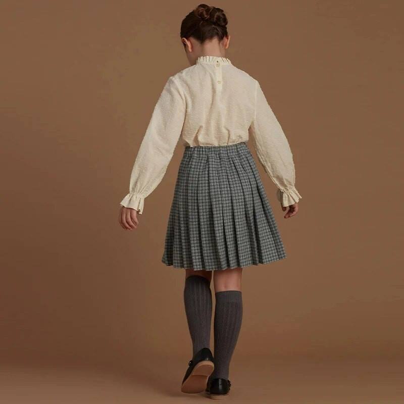100% pamuk, bluza s okruglim izrezom i dugim rukavima za djevojčice, jesenska nova dječja elegantna bijela majica, dječja odjeća TZ347