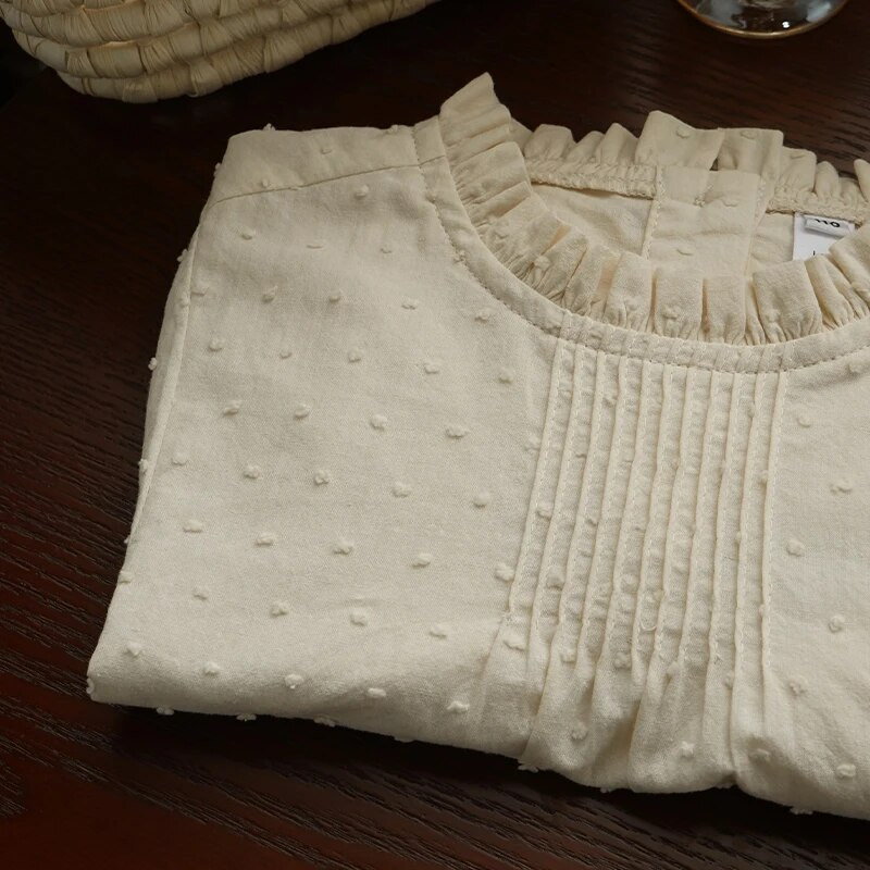 100% pamuk, bluza s okruglim izrezom i dugim rukavima za djevojčice, jesenska nova dječja elegantna bijela majica, dječja odjeća TZ347