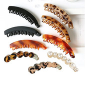 Divat Banán Clip Női Leopárdmintás Gyöngy hajtű Lányok Lófarok Barrettes Hajformázó Eszköz Haj Kiegészítők Fejfedők