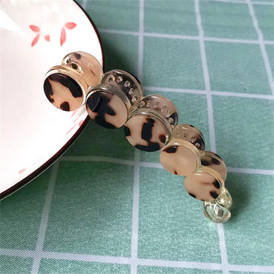 Divat Banán Clip Női Leopárdmintás Gyöngy hajtű Lányok Lófarok Barrettes Hajformázó Eszköz Haj Kiegészítők Fejfedők