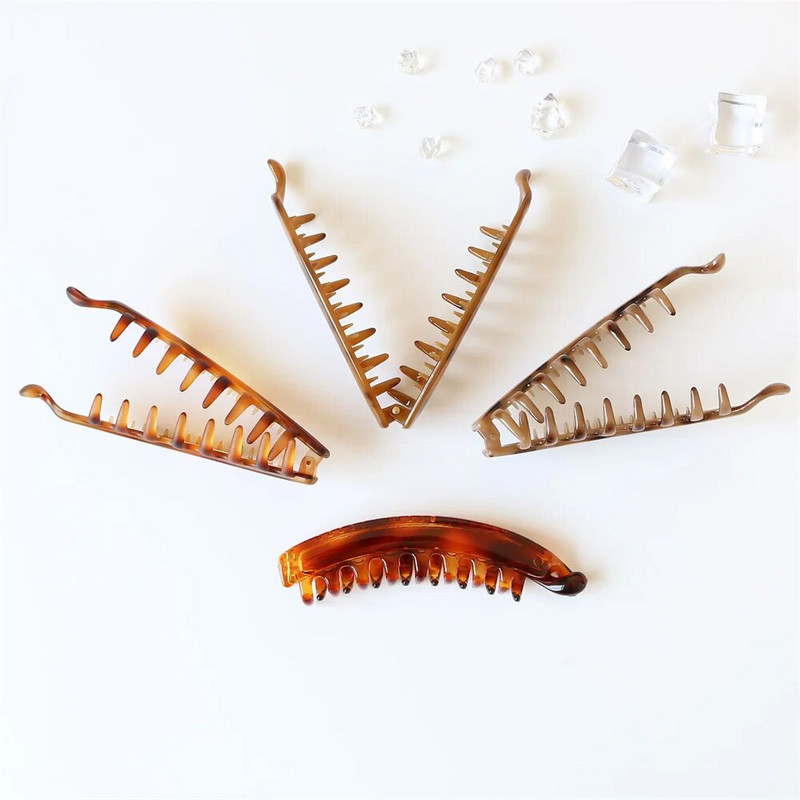 Divat Banán Clip Női Leopárdmintás Gyöngy hajtű Lányok Lófarok Barrettes Hajformázó Eszköz Haj Kiegészítők Fejfedők