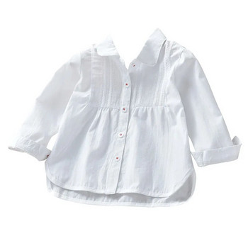 Нова ежедневна детска риза за момичета с дълъг ръкав в чист цвят за момичета, риза, пролетна детска риза за момичета, детски дрехи, риза