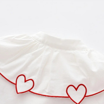 Φθινοπωρινό καινούργιο παιδικό πουκάμισο κοριτσιών κορεατικού στυλ αγάπης γιακά βαμβακερό πουκάμισο μόδας μακρυμάνικο λευκό μπλούζα παιδικά ρούχα E0529