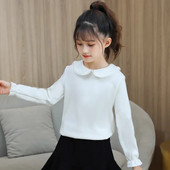 Haine pentru copii mici Tricou pentru fete mari Topuri din bumbac Tricouri pentru copii Tricouri pentru fete de școală Cămăși cu mânecă lungă pentru fete Bluză albă