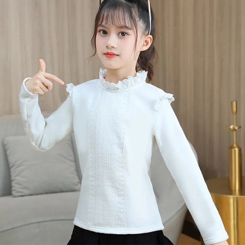 Haine pentru copii mici Tricou pentru fete mari Topuri din bumbac Tricouri pentru copii Tricouri pentru fete de școală Cămăși cu mânecă lungă pentru fete Bluză albă