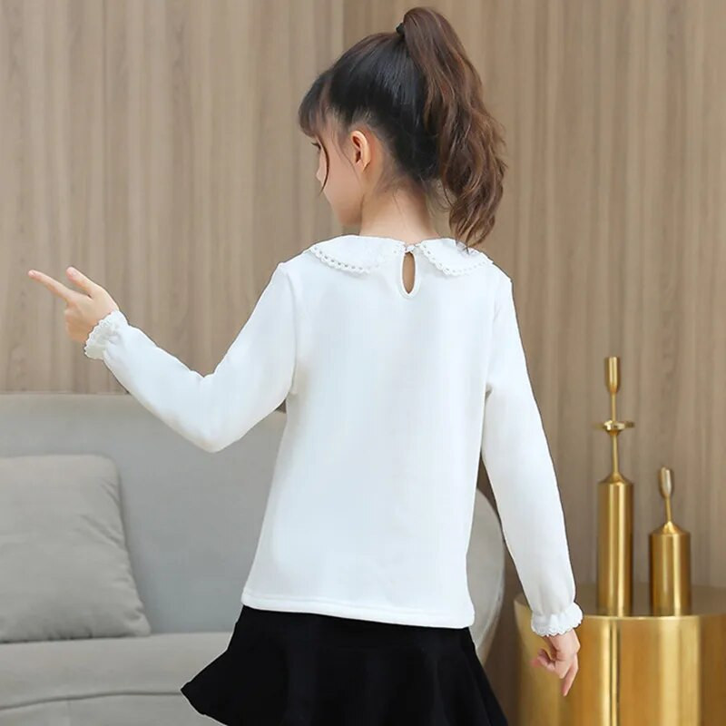 Haine pentru copii mici Tricou pentru fete mari Topuri din bumbac Tricouri pentru copii Tricouri pentru fete de școală Cămăși cu mânecă lungă pentru fete Bluză albă