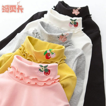 Κορίτσια Ανοιξιάτικο φθινόπωρο με ζιβάγκο κέντημα Λουλούδι μακρυμάνικο μπλουζάκι Baby Παιδικό Παιδικό μπλουζάκι