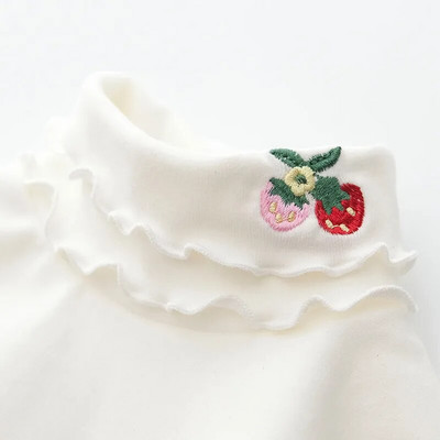 Lányok tavaszi őszi garbós hímzés virágos hosszú ujjú póló baba gyerek gyerek póló