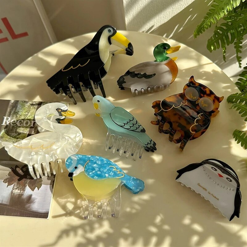 2023 Cartoon Birds Owl Acetate Hair Claws Crab Hair Clips Δημιουργικά μοντέρνα γυναίκες Πολυτελή κλιπ για καβούρι Αξεσουάρ μαλλιών με κλιπ αλογοουράς