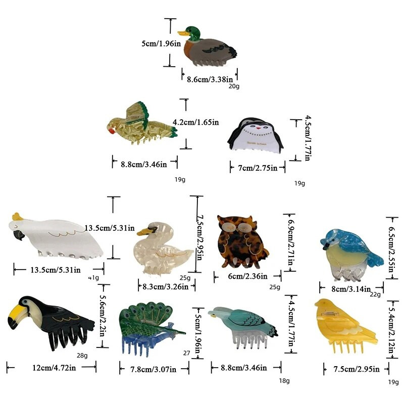 2023 Cartoon Birds Owl Acetate Hair Claws Crab Hair Clips Δημιουργικά μοντέρνα γυναίκες Πολυτελή κλιπ για καβούρι Αξεσουάρ μαλλιών με κλιπ αλογοουράς