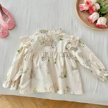 Момичешка блуза за деца с дълъг ръкав, флорални пролетни новопристигнали памучни детски дрехи, ризи за малки деца