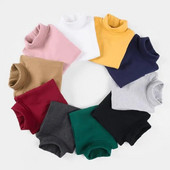 Haine de iarnă pentru bebeluși pentru copii adolescenți, băieți, fete, tricouri din bumbac, tricou cu mânecă lungă pentru copii, cu gât țesut Topuri pentru copii, tricou de bază