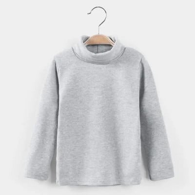 Haine de iarnă pentru bebeluși pentru copii adolescenți, băieți, fete, tricouri din bumbac, tricou cu mânecă lungă pentru copii, cu gât țesut Topuri pentru copii, tricou de bază