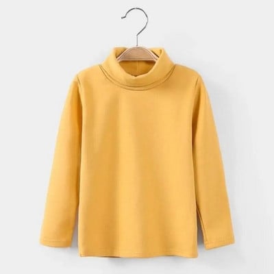 Haine de iarnă pentru bebeluși pentru copii adolescenți, băieți, fete, tricouri din bumbac, tricou cu mânecă lungă pentru copii, cu gât țesut Topuri pentru copii, tricou de bază