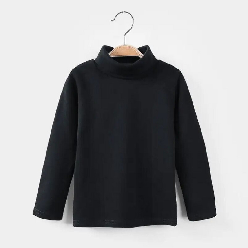 Haine de iarnă pentru bebeluși pentru copii adolescenți, băieți, fete, tricouri din bumbac, tricou cu mânecă lungă pentru copii, cu gât țesut Topuri pentru copii, tricou de bază