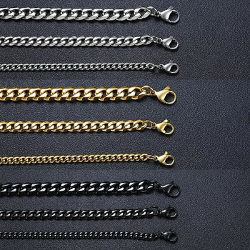 Vnox 3-11 mm Chunky Miami Curb Chain гривна за мъже, неръждаема стомана Cuban Link Chain Wristband Класически пънк тежки мъжки бижута