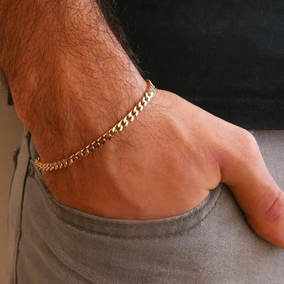 Vnox 3-11 mm Chunky Miami Curb Chain гривна за мъже, неръждаема стомана Cuban Link Chain Wristband Класически пънк тежки мъжки бижута