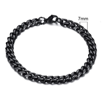 Vnox 3-11mm Chunky Miami Curb Chain Narukvica za muškarce, Kubanski lančić od nehrđajućeg čelika Narukvica Klasični Punk teški muški nakit
