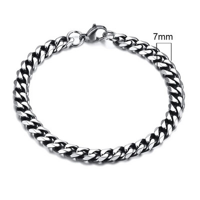 Vnox 3-11mm Chunky Miami Curb Chain Narukvica za muškarce, Kubanski lančić od nehrđajućeg čelika Narukvica Klasični Punk teški muški nakit