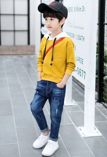 DIIMUU Παιδικά ρούχα Αγόρια Παιδικά ίσια τζιν παντελόνια Ανοιξιάτικα φθινοπωρινά μακρύ παντελόνι Εφηβικό βρεφικό casual ίσιο παντελόνι