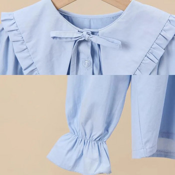 Βολάν Μπλούζα Άνοιξη Φθινόπωρο μωρό νήπιο Έφηβες μακρυμάνικο σχολικό κορίτσι Βαμβακερό πουκάμισο Παιδικό πουλόβερ τοπ 6 8 10 12 ετών
