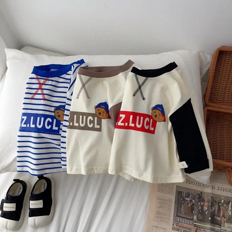 Βρεφικά κορίτσια Αγόρια Μακρυμάνικο μπλουζάκι Παιδική στάμπα κινουμένων σχεδίων Top Tees 2023 Άνοιξη Φθινόπωρο με πάτο Παιδικά βαμβακερά ρούχα casual