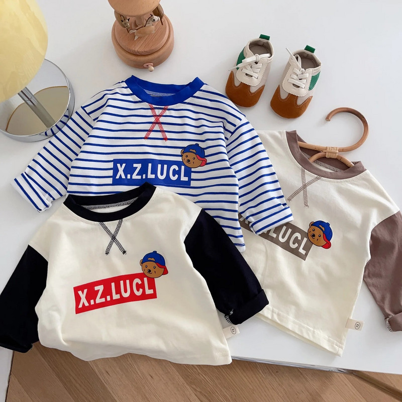 Βρεφικά κορίτσια Αγόρια Μακρυμάνικο μπλουζάκι Παιδική στάμπα κινουμένων σχεδίων Top Tees 2023 Άνοιξη Φθινόπωρο με πάτο Παιδικά βαμβακερά ρούχα casual