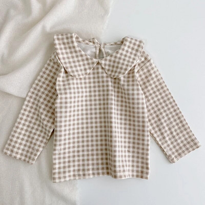 Bluză pentru fetițe de primăvară Cămașă cu guler pentru păpuși pentru copii, la modă de vară, cămașă cu flori pentru fete, cu mânecă lungă, cu imprimeu de flori, bluză pentru fete